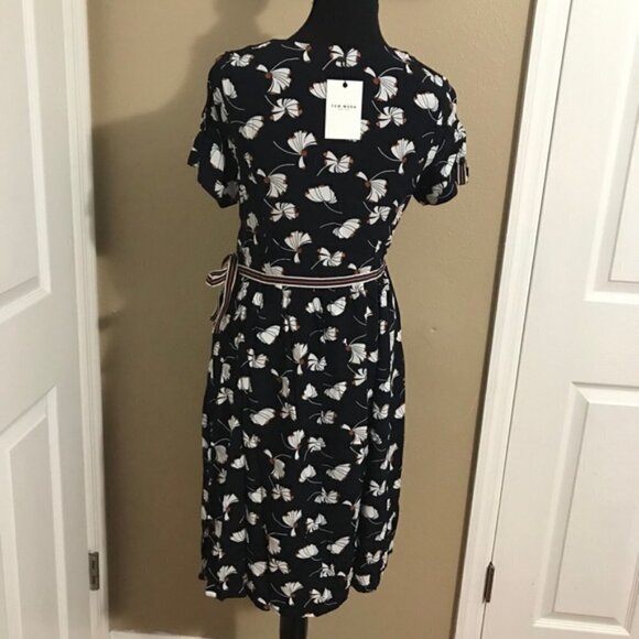 Few Moda New York Navy Floral Dress Size small new with tags #109 - Picture 5 of 8